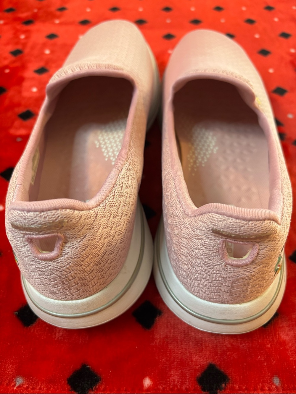 Skechers Pink Knit Slip-On Sneakers with Embroidered Flowers - Picture 3 of 4